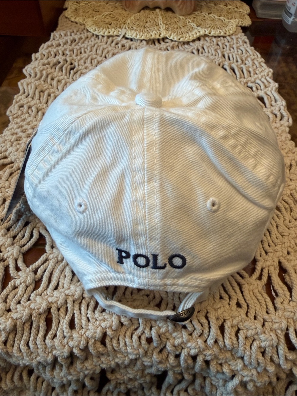 Polo by Ralph Lauren White Baseball Cap with Navy Polo Player Logo - Picture 4 of 5